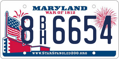 MD license plate 8BH6654