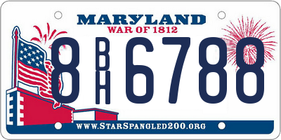 MD license plate 8BH6788