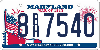 MD license plate 8BH7540