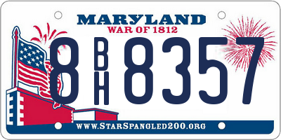 MD license plate 8BH8357