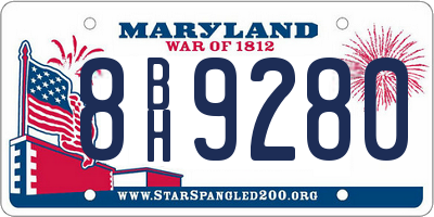 MD license plate 8BH9280