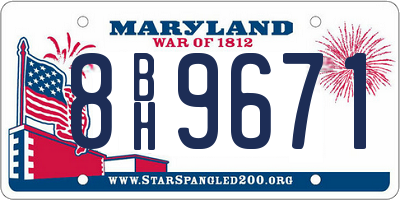 MD license plate 8BH9671