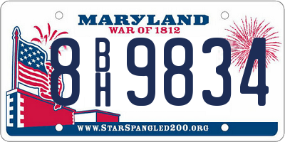 MD license plate 8BH9834