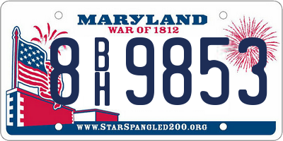MD license plate 8BH9853