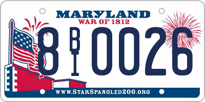 MD license plate 8BI0026