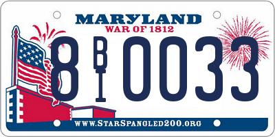MD license plate 8BI0033