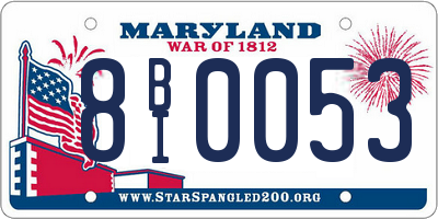 MD license plate 8BI0053