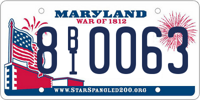 MD license plate 8BI0063