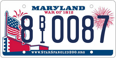 MD license plate 8BI0087