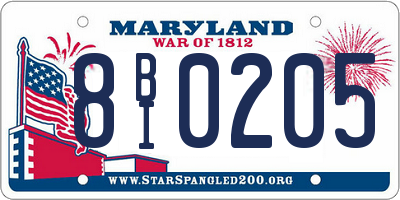 MD license plate 8BI0205
