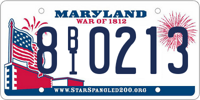 MD license plate 8BI0213