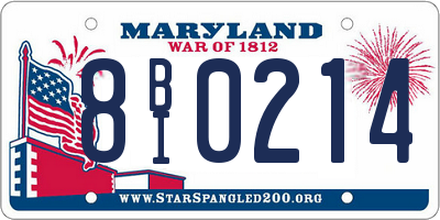 MD license plate 8BI0214