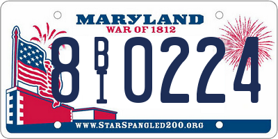 MD license plate 8BI0224