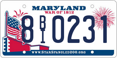 MD license plate 8BI0231