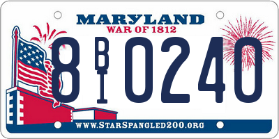 MD license plate 8BI0240