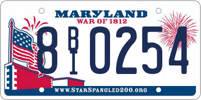 MD license plate 8BI0254