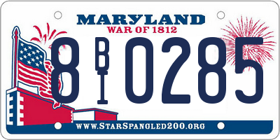 MD license plate 8BI0285