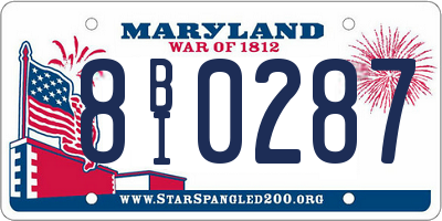 MD license plate 8BI0287