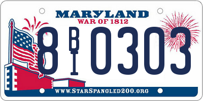 MD license plate 8BI0303