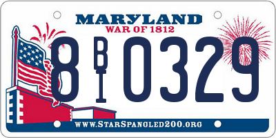 MD license plate 8BI0329