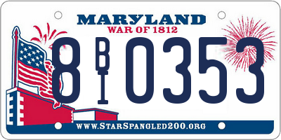 MD license plate 8BI0353