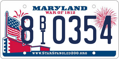 MD license plate 8BI0354