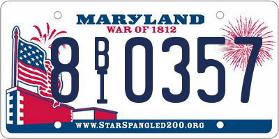 MD license plate 8BI0357