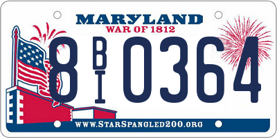 MD license plate 8BI0364