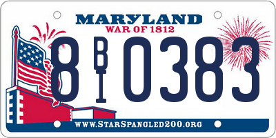MD license plate 8BI0383