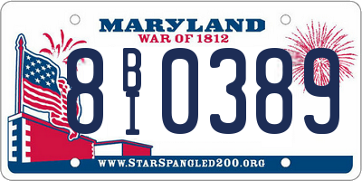 MD license plate 8BI0389