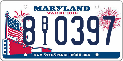MD license plate 8BI0397