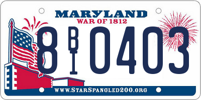 MD license plate 8BI0403