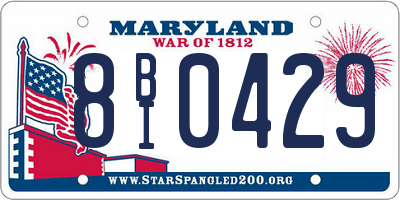 MD license plate 8BI0429