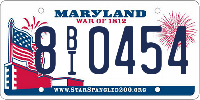 MD license plate 8BI0454
