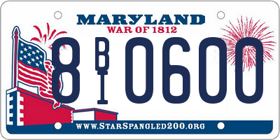 MD license plate 8BI0600