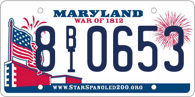 MD license plate 8BI0653