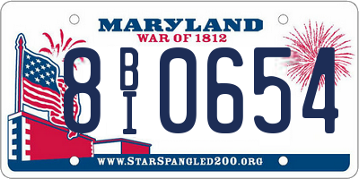 MD license plate 8BI0654