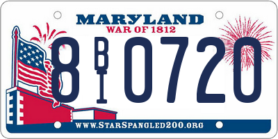 MD license plate 8BI0720