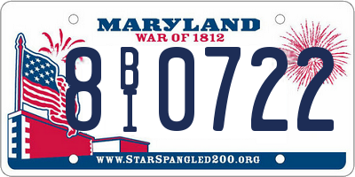 MD license plate 8BI0722