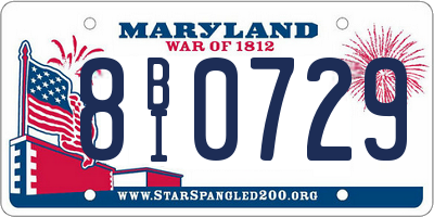 MD license plate 8BI0729