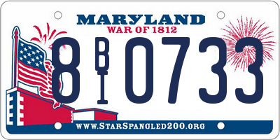 MD license plate 8BI0733