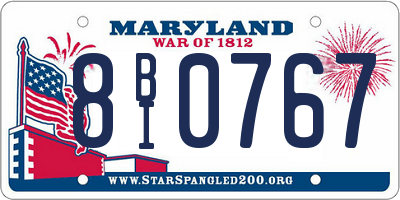 MD license plate 8BI0767