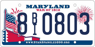 MD license plate 8BI0803