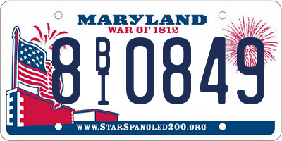 MD license plate 8BI0849