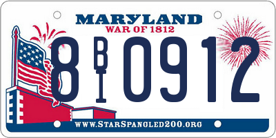 MD license plate 8BI0912