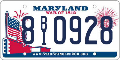 MD license plate 8BI0928