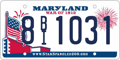 MD license plate 8BI1031