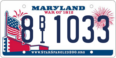 MD license plate 8BI1033