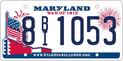 MD license plate 8BI1053