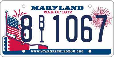 MD license plate 8BI1067